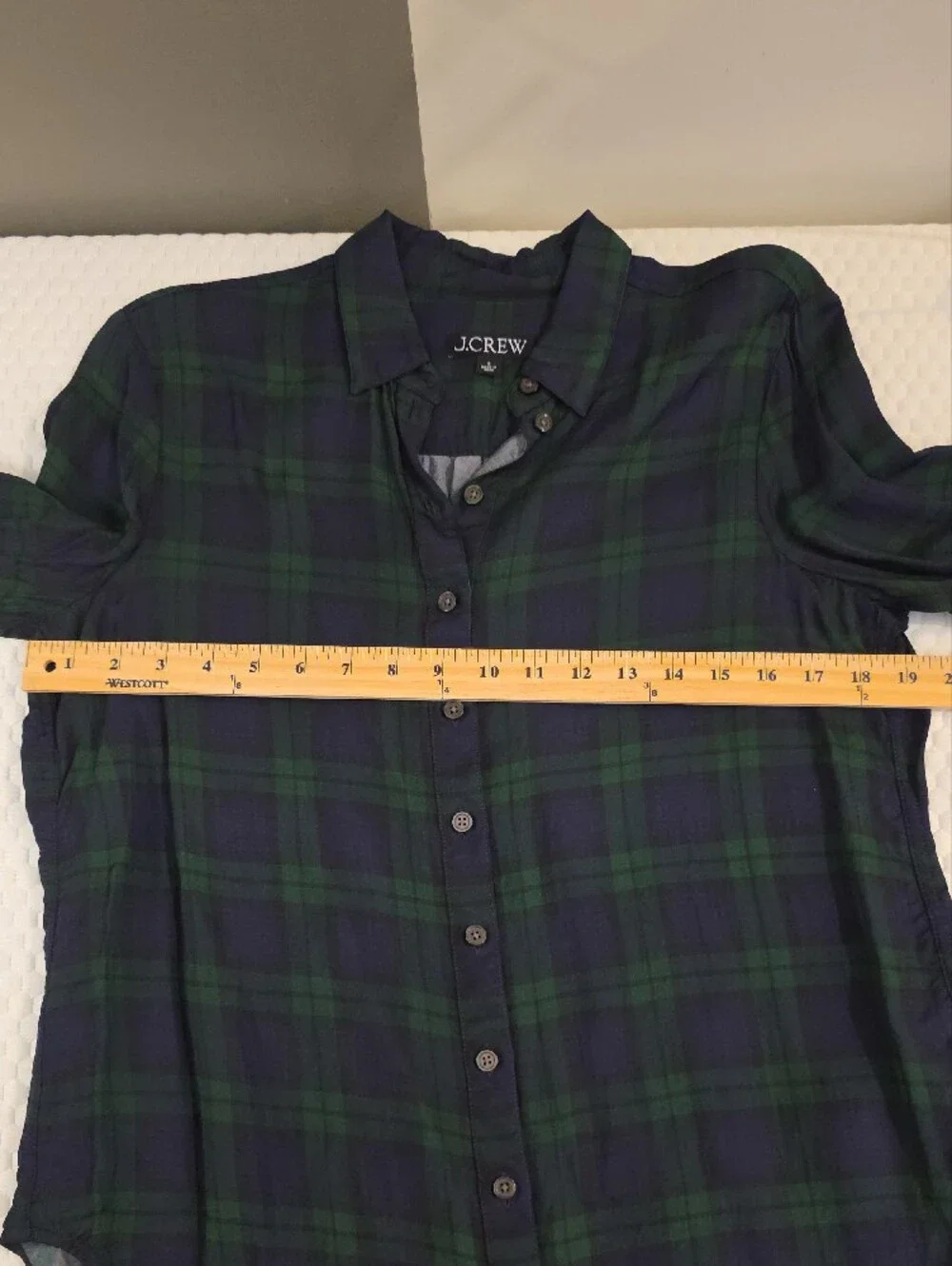 J.Crew Black Watch‎ Plaid Viscose Button Down Shirt Long Sleeve Preppy - Small